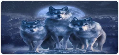 Vista 9 de Horror Wolves - Alfombrilla de mouse impermeable para juegos, gótico, con temática de animales oscuros, bosque, lobo negro, para mouse inalámbrico