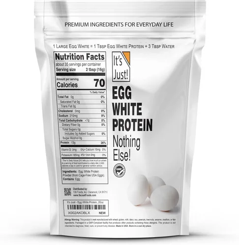 Vista 2 de It's Just! - Polvo de proteína de clara de huevo, proteína de claras de huevo secas, ingrediente para merengue, sin OGM, granjas de EE.UU.