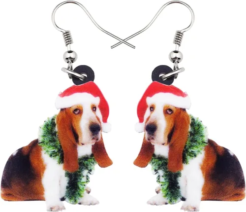 Vista 8 de Newei - Pendientes colgantes de Navidad con diseño de perro, joyería para regalos para mujeres y niñas Chihuahua E