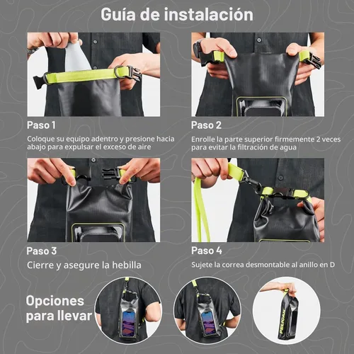 Vista 7 de Pelican Marine Bolsa impermeable IP68 de 2L con rollo superior - Mochila impermeable con funda/bolsa para teléfono - Accesorios para canotaje