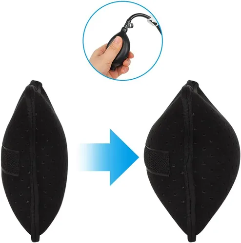Vista 6 de Ibluelover Almohada inflable de apoyo lumbar, cojín de espalda portátil con bomba de mano, bolsa de cintura lavable transpirable para la parte