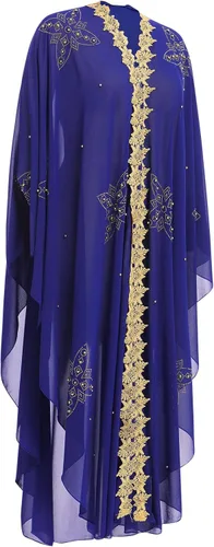 Vista 3 de Vestido musulmán para mujer Abayas, holgado, vestido caftán, con capucha, con cuentas, bata islámica, traje de Dubai