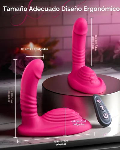 Vista 7 de Consolador de empuje para montar a caballo - Molinillos sexuales con control remoto con 9 empujes y vibraciones para estimulación del punto G