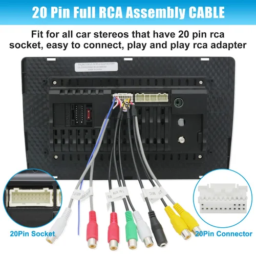 Vista 4 de Adaptador de radio estéreo para coche Android (20 pines) En Dash Stereo RCA Asamblea Audio Video Cableado Arnés Subwoofer Micrófono Entrada Enchufe