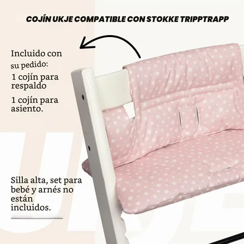 Vista 7 de UKJE Cojín Compatible con Stokke Tripp Trapp (Modelo Antiguo y Nuevo) 2 Piezas Limpiable y Lavable a 86°F Algodón Certificado Oeko-Tex Funda