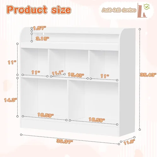 Vista 2 de Lkeiyay Estantería abierta para niños, organizador de juguetes Montessori con luces LED, estantería abierta de madera blanca para niños, dormitorio