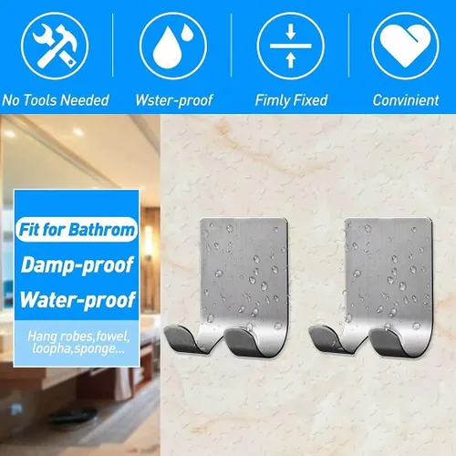 Vista 4 de Soporte impermeable para maquinilla de afeitar para ducha, ganchos autoadhesivos resistentes, ganchos para toallas de acero inoxidable 304