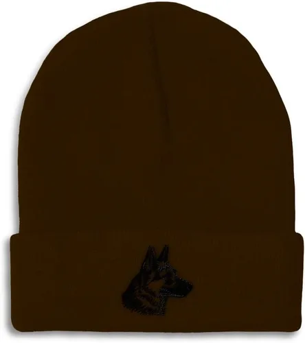 Vista 37 de Gorros personalizados para hombre, sombreros de invierno bordados de cabeza de pastor alemán negro para mujer, gorra de cráneo de acrílico, 1