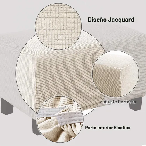 Vista 2 de Turquoize Funda otomana elástica para sofá, funda protectora para reposapiés, protector de muebles, funda rectangular suave con parte inferior