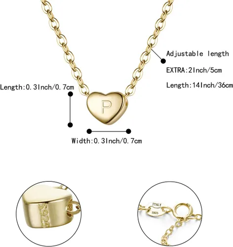 Vista 5 de BriLove Gifts for Mom Girls Women 925 Sterling Silver Tiny Initial Heart Pendant Choker Necklace for Mothers DayValentines