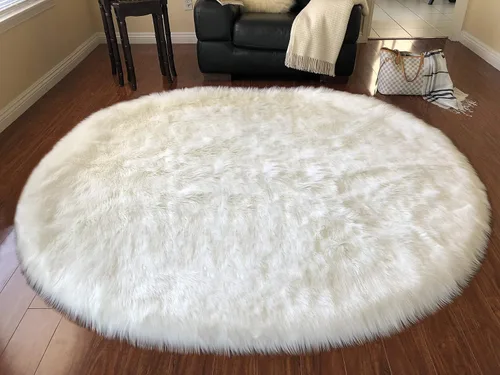 Vista 18 de LAMBZY Alfombra de pelo de oveja sintética, hipoalergénica, ovalada, sedosa, lujosa, para dormitorio, sala de estar, habitación de los niños, sofá