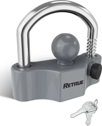 Vista 8 de RETRUE Cerradura de Acoplador Universal Cerraduras para Remolque Enganche de Bola Cerradura de Enganche de Remolque Seguridad Ajustable Acero