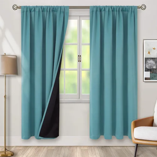 Vista 90 de BGment - Cortinas opacas para sala de estar de 63 pulgadas de largo, juego de 2 paneles, cortinas para oscurecer toda la habitación, cortinas