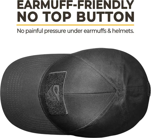 Vista 3 de TradeSmart Sombrero táctico negro con velcro para hombres y mujeres, gorra de béisbol con bandera estadounidense + parche de bandera estadounidense