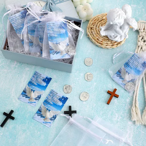 Vista 6 de Sureio Juego de 30 piezas inspiradoras de bolsillo para recuerdos de ángel, signo conmemorativo, fe, amor, familia, esperanza, coraje, ángel, paz