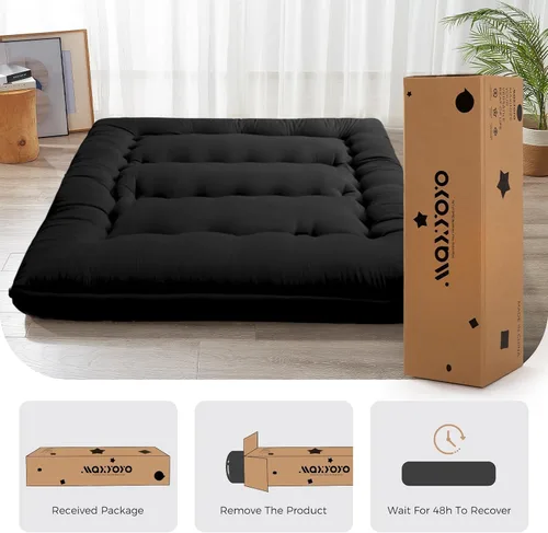 Vista 5 de MAXYOYO Colchón de futón de suelo japonés de 15 cm de grosor, colchón de tatami plegable para adultos, cama enrollable para habitación de invitados