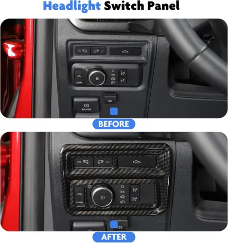 Vista 7 de Jimen Para 2021+ F150 Panel de control del panel de control del marco de la cubierta compatible con Ford F150 2021-2023 (grano de fibra de carbono)