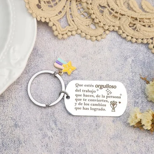 Vista 4 de Llavero inspirador motivaci para amigos españoles, regalos para mujer, regalos para profesores, regalos de enfermera, regalos de compañeros