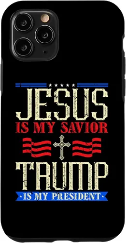 Vista 13 de iPhone 12 mini Jesús Is My Saviour Trump Is My President Pro Trump Estuche de regalo