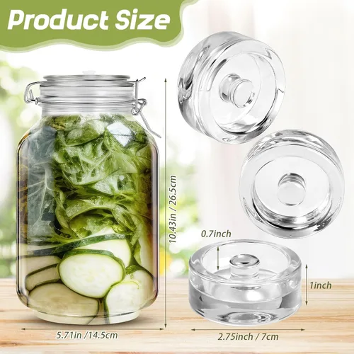 Vista 2 de Teenyyou Kit de fermentación de tarro de fermentación con pesos de fermentación y esclusas de aire para chucrut, verduras y otros alimentos