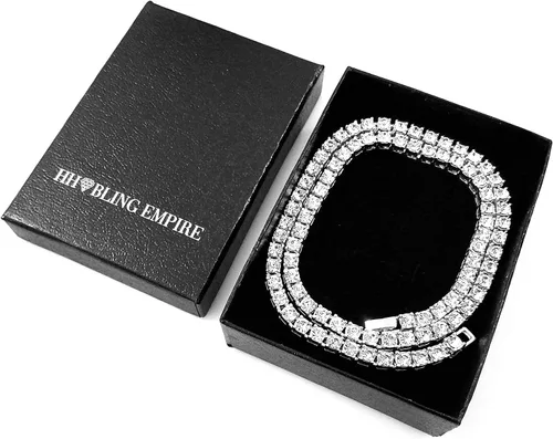 Vista 7 de HH BLING EMPIRE - Collar de cadena con diamantes de imitación brillantes de color dorado y plateado, collares para hombres, mujeres y adolescentes
