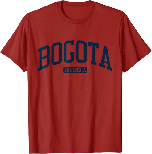 Vista 63 de Bogotá Colombia College University Style Camiseta azul marino, Blanco