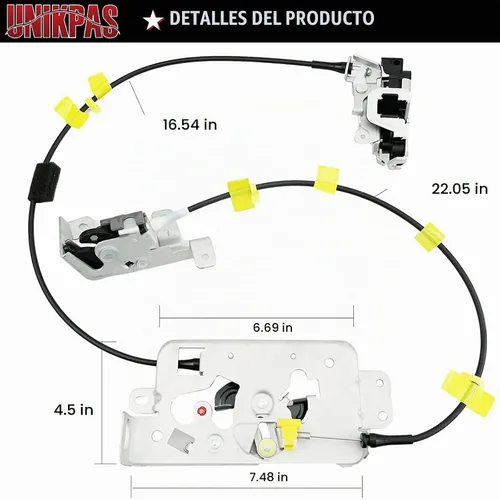 Vista 5 de Pestillo de puerta con conjunto de cable compatible para Ford F-150 de cabina extendida 2004-2008 Reemplazo de puerta trasera derecha 6L3Z18264A00B