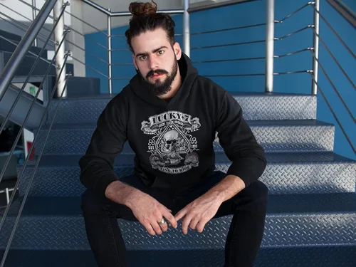 Vista 4 de Motocicleta Live to Ride Sudadera con capucha Flames Eagle USA Hombre