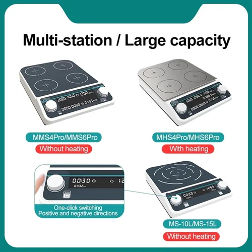 Vista 4 de Magnetic Stirrer, Multiple Magnetic Stirrer Hot Plate Digital Display Laboratory Stirrer Magnetic Mixer Heating Four-Station Six-Position(MS-10L)