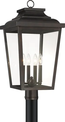 Vista 2 de THE GREAT OUTDOORS Irvington Manor - Soporte de poste LED en bronce Chelesa y vidrio sembrado