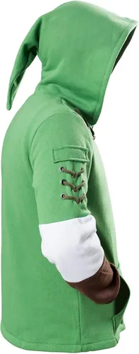 Vista 4 de Hibuyer Sudadera con capucha y cremallera para hombre, chaqueta de disfraz de cosplay para adultos, color verde, unisex, Halloween