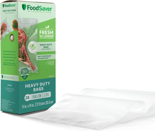 Vista 10 de FoodSaver Rollos selladores al vacío resistentes, paquete de 2 rollos XL de 11 pulgadas x 16 pies (32 pies en total), se expande a 14 pulgadas
