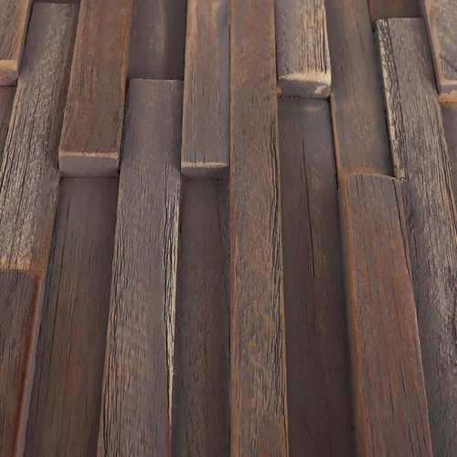 Vista 2 de Paneles de Pared 3D de Teca - Tablones de Madera - Paneles de Pared de Acento de Teca - Revestimiento de Pared - Tableros de Respaldo Shiplap