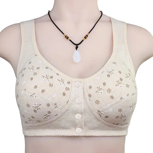 Vista 4 de Sujetador de mujer de figura completa sujetador básico de belleza sin varillas soporte de elevación con estampado floral cierre frontal ropa