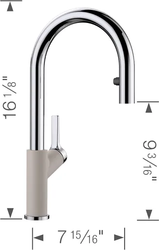 Vista 4 de BLANCO 526399 Urbena - Grifo de cocina, 1,5 GPM, gris hormigón/cromo Cromo/Gris Concreto
