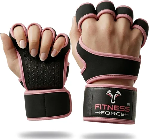 Vista 9 de FITNESS FORCE Ventilated Weight Lifting Workout Gloves for Men & Women Gym Gloves for Men & Women with Built-in Wrist Wraps for Men, Exercise