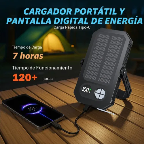 Vista 6 de Linterna LED de camping, luces de camping recargables de 10000mAh, alto lúmen, pantalla LCD digital, 12 modos de luz, luces de tienda de campaña