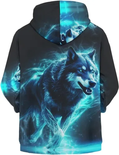 Vista 2 de Parprinty Sudadera con capucha suave y holgada para niños, con estampado de animales, con bolsillos, cómoda chaqueta con capucha