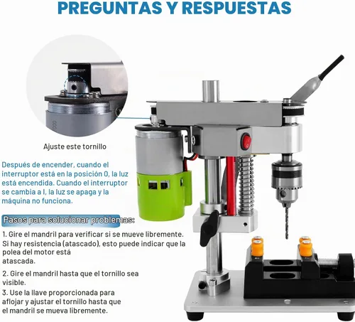 Vista 8 de Mini prensa de taladro de sobremesa con luz de trabajo, diseño de motor 795