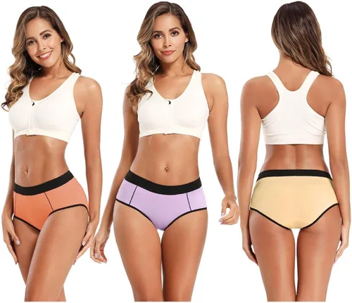 Vista 5 de POKARLA - Ropa interior elástica de algodón para mujer, pantaletas de cintura media-alta, paquete de 5