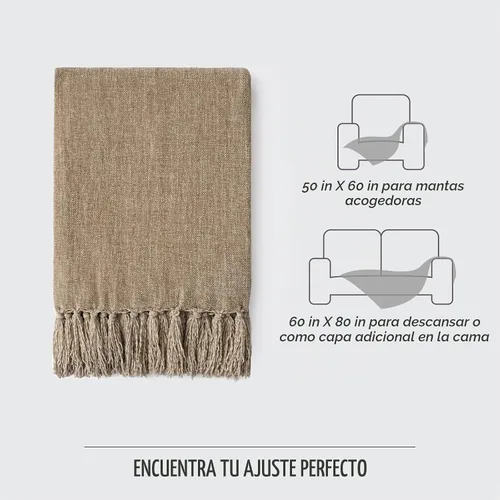 Vista 8 de EverGrace - Manta de punto de felpilla para sofá, 50 x 60 pulgadas, color beige