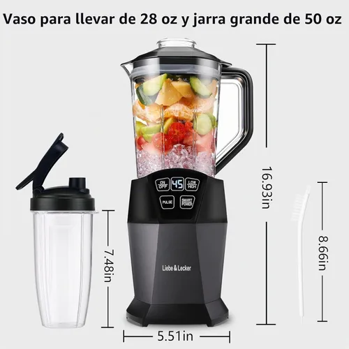 Vista 2 de Liebe&Lecker 1200W Smoothie Blender, 50oz Juicer Machines