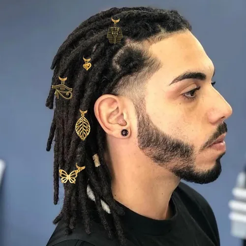 Vista 5 de Messen 20 piezas de trenzas para el cabello, 15 estilos vintage africanos, dijes con dije de concha de mariposa, accesorios para el cabello
