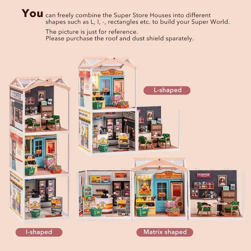 Vista 4 de Rolife Bloques de construcción LED para adultos, juegos de construcción de juguetes 1:24, kits de construcción de modelos, kits de casa de muñecas