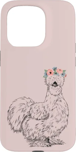 Vista 14 de Silkie Chicken with Floral Headband Farm Animal Funda para iPhone 17