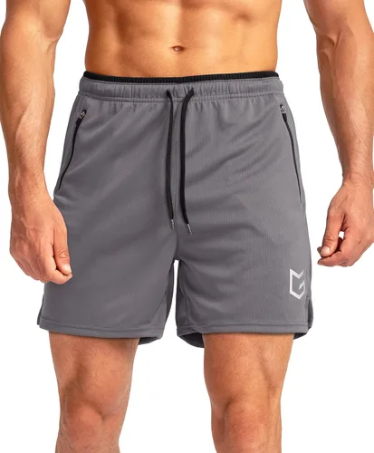 Vista 2 de G Gradual Pantalones cortos de correr para hombre con bolsillos con cremallera, secado rápido, gimnasio, atletismo, entrenamiento, pantalones cortos