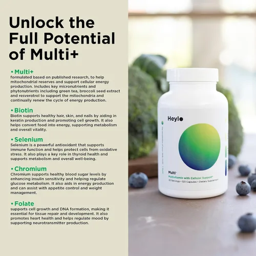 Vista 7 de Heylo Multi+ Suplemento multivitamínico avanzado – Aumenta la energía, mejora el apoyo inmunológico, proporciona protección antioxidante, promueve