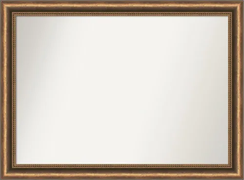 Vista 11 de Amanti Art Espejo de baño de bronce para sobre fregadero, 24 x 24 pulgadas, espejo de tocador cuadrado estrecho de bronce Manhattan, marco de madera