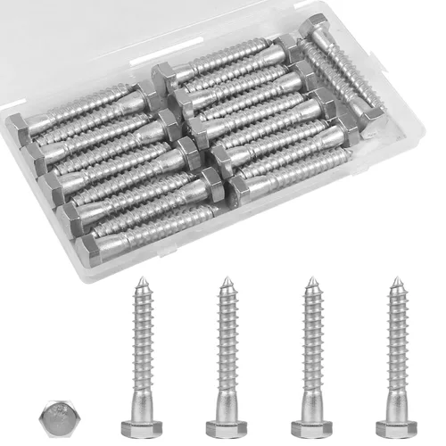Vista 16 de 30 tornillos de retraso de cabeza hexagonal de 1/4 x 1 pulgada, pernos de acero inoxidable 304, tornillos de cabeza hexagonal para madera, tornillos
