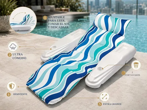 Vista 5 de Colchoneta ajustable Poolmaster 70745 Río Sun, color azul